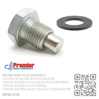 Premier Magnetic Sump Plug V8 253 & 308 5.0l Motor [holden Ht-hg-hq-hj-hx-hz-wb] • $33.50