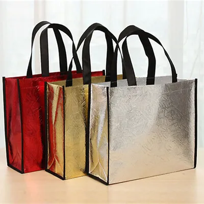 £2.03 • Buy Reusable Shopping Bag Non-woven Fabric&&Film Coated Grocery Tote Handbag Pouch