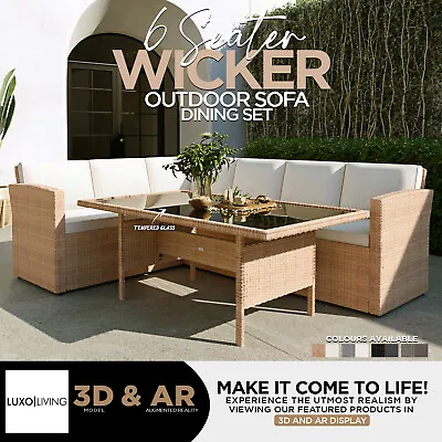 $899 • Buy 6 Seater Outdoor Furniture Lounge Sofa Set Dining Wicker Rattan Patio Garden