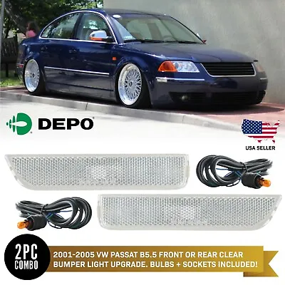 DEPO Euro Clear FRONT Or REAR Bumper Side Marker Light For 01-05 VW Passat B5.5 • $22.44