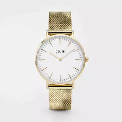 CLUSE Boho Chic Mesh Gold/White 38mm Dial CW0101201009 • $169