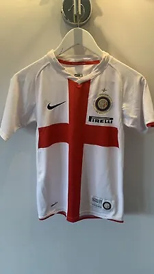 2007/08 Inter Milan Football Shirt Youths Medium White Away Kit Centenary • £40