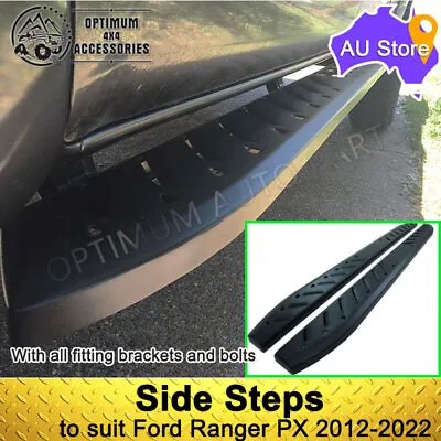 Heavy Steel Side Steps Running Board Shark Bar To Suit Ford Ranger 2012-2022 • $359