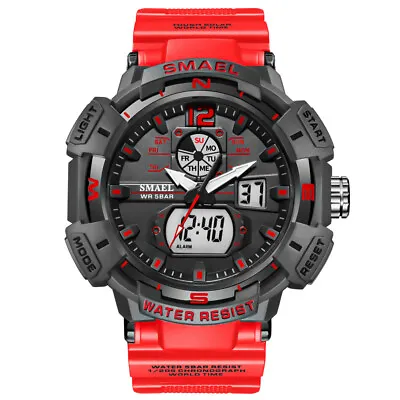 Men's Army Sports Digital Analog Alarm Waterproof Military Quartz Wrist Watch UK • $20.58