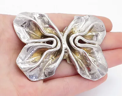 925 Sterling Silver - Vintage Modernist Sculpted Bow Tie Brooch Pin - BP1978 • $73.97