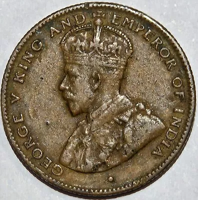 1916 British Crown Colony Straits Settlements George V 1/2 Cent Km-28 Old Coin • $0.99