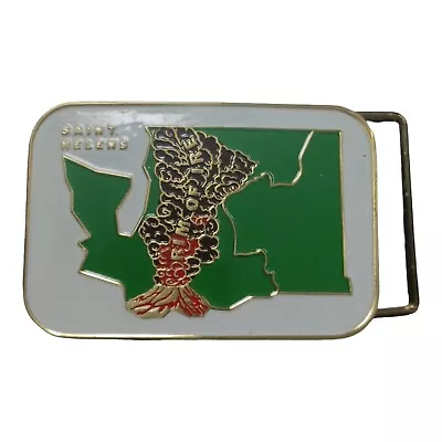 Belt Buckle Mount St. Helens Vintage Green Red White Brass & Enamel 3 X4  • $16.95