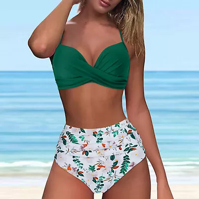 Women Summer Twist High Waisted Bikini Sexy Push Up Two Piece Vintage Swimsuits  • £16.37