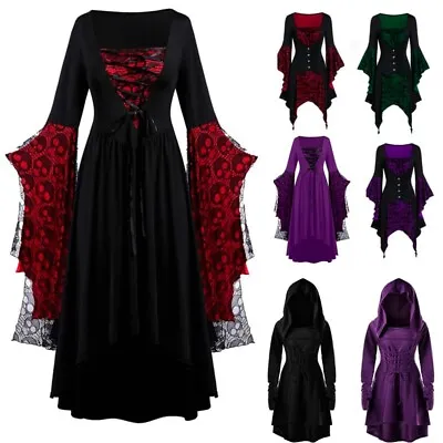 $37.62 • Buy Halloween Womne's Renaissance Medieval Gothic Witch Costume Fancy Dress Cosplay