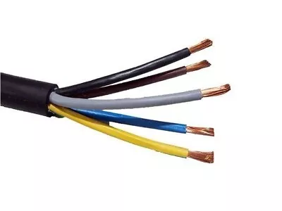 Rubber Cable 5 Core H07rn-f Heavy Duty Cable 6mm 4mm 2.5mm 1.5mm. Various Length • £3.68