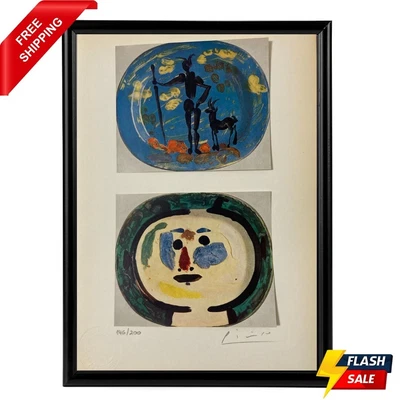 $99 • Buy Pablo Picasso Print - Decorated Plates Faun, Hand Signed & COA