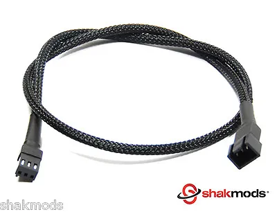 Shakmods 3 Pin Fan Black Sleeved 30cm Computer Hand Sleeved Extension Cable UK • £3.99