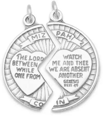 25mm Mizpah Break Apart Coin Charm .925 Sterling Silver • $42.95