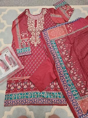 Khaadi Original 3pc Lawn Embroidered Suit BNWT. Pakistani Indian • £28