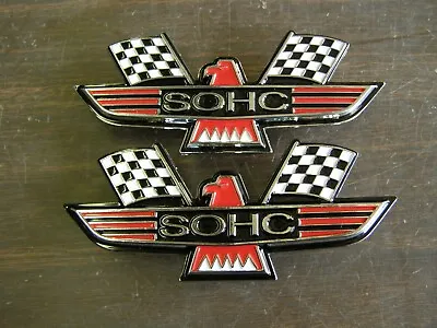 Ford SOHC Crossed Flag Fender Emblems Red Mustang Fairlane Galaxie Falcon 1969 + • $187.31