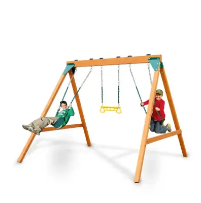 $285.10 • Buy Swing Set Wooden Outdoor Playset Slide Kids Playground Backyard Playset/ And New