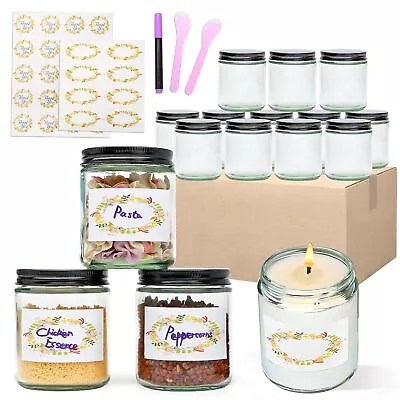 8oz Glass Jars With LidsGlass Candle Making JarsClear Round Candle Jars Wit... • $28.65