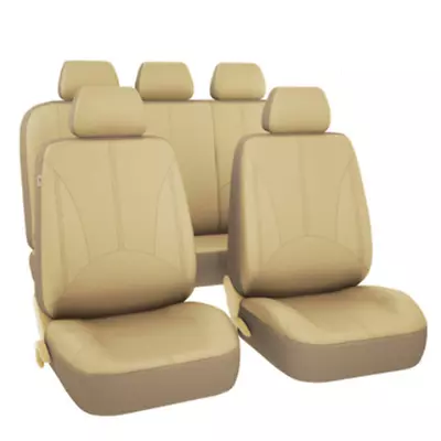 PU Leather 5-Sits Car Seat Covers Full Set Cushion Protector Pad Front Rear Mat • $60.26