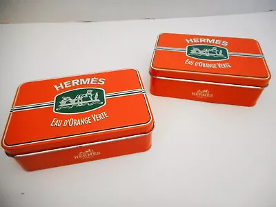 Lot Of 2 Vintage Hermes Eau D'Orange Verte Metal Boxes 5x3x1.5 In • $25