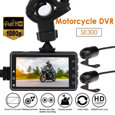 SE300 Motorcycle DVR Dash Cam 3 Inch Screen Front+Rear View Motorcycle Camera • $37.04