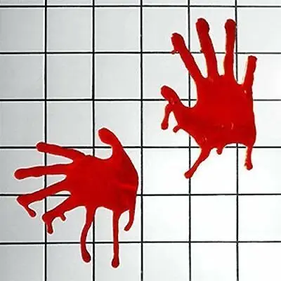 2x Halloween Bloody Hand Print 3D Gel Cling Decoration Prop Blood Fingers Zombie • £3.79