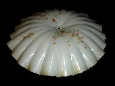 Large Vintage Art Deco Style Glass Ceiling Light Shade 19  Scalloped Delicate • $75