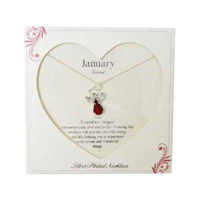 £8.49 • Buy Guardian Angel January Birthstone Necklace With Gem Stone Sentimental Gift Idea