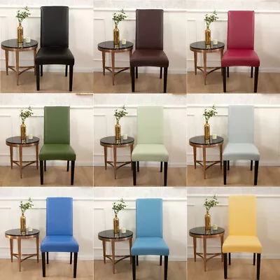 Dining Chair Covers Stretch PU Leather Waterproof Seat Slipcover Fit Removable • $15.33