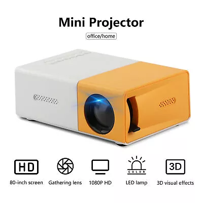 Mini Portable YG300 Multimedia LCD USB Projector Full HD 1080P Home Theater UK • £24.99