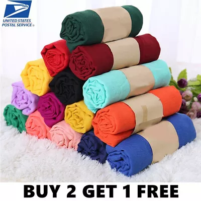 70 X 21 Inch Womens Scarf Long Large Soft Warm Cotton Hijab Shawl Stole Wrap • $5.59