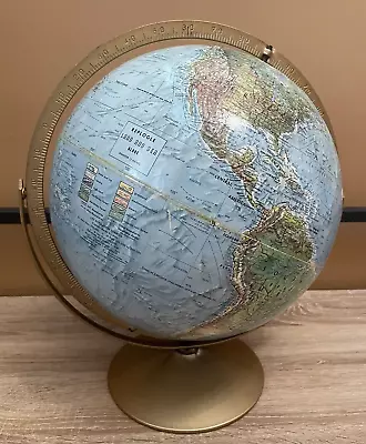 Vintage Replogle Land And Sea Globe 12 Inch Raised Surface Metal Base 2 Axis • $27.95