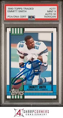 1990 Topps Traded #27t Emmitt Smith Rc Hof Psa 9 Dna Auto 10 • $172.61