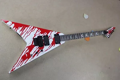$225 • Buy Blood White Flying V Electric Guitar Active Pickup Tremolo Bridge Black Hardware