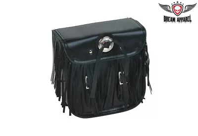 Leather Motorcycle Sissy Bar Bag With Fringes & Concho • $14.99