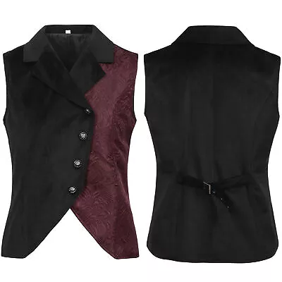 Waistcoat Mens Brocade Tailored Formal Gothic Steampunk Victorian Cosplay • £23.99