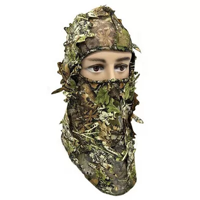 Camo Hunting Head Mask Woodland 3D Leaf Hood Headwear Stealth Ghillie Cap • $9.36