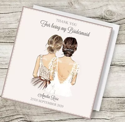 Thank You For Being My Bridesmaid/ Maid Of Honour Handmade Card - Personalised • £4.25