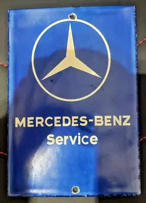 Vintage Mercedes-Benz Service Porcelain Enamel Sign 8  X 5 1/2  Great Condition! • $95