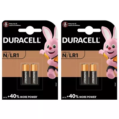 4 X Duracell LR1 Alkaline Batteries 1.5V - N MN9100 E90 AM5 KN GP910A Remote Fob • £5.49