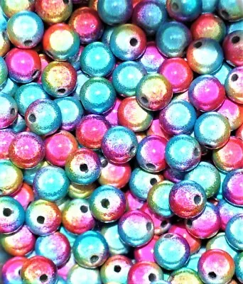 100 Pcs Pangaeawalker AAA  Quality Round Miracle Beads Of 8 Mm Double-coloured • £3.95