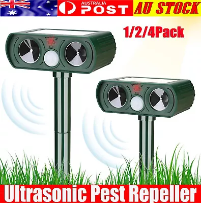 Solar Ultrasonic Animal Repeller Rat Bird Cat Scarer Pest Dog Possum Deterrent • $27.59