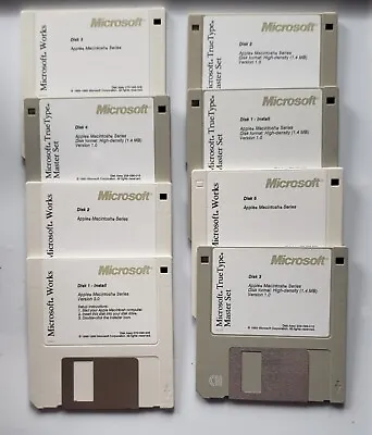 Microsoft Works 3.5 Floppy Disc 1-3 5 True Type Master Set 1-4 + Case *B4 • $16.99