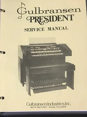 $54 • Buy Gulbransen Organ Model 2134 President Service Manual + Supplement
