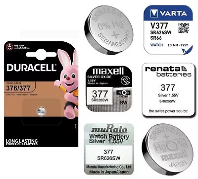 377 SR626SW AG4 SR66 Silver Oxide Watch Battery [ Select Brand & Quantity Req ] • £1.82