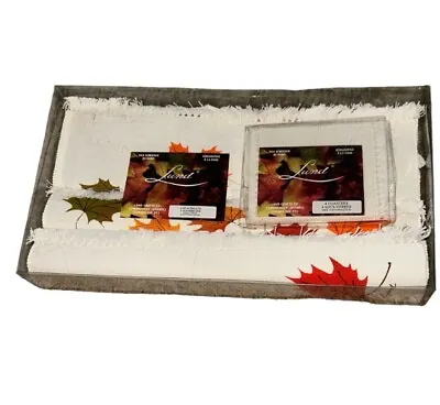 LUND Vintage 70s  Maple Leaf Print Set Of 4 Cotton Fringed Placemats & Coasters • $26.99