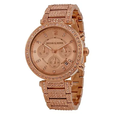 Michael Kors Uptown Glam Parker Chronograph Rose Gold-Tone Womens Watch MK5663 • $115.95