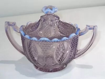 Vintage Westmoreland Lilac Opalescent Glass Covered Sugar Bowl • $19.99