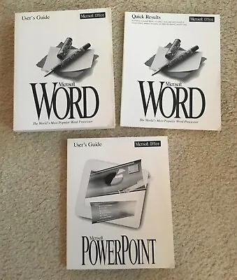 1993 Microsoft Office: Word 6.0 & PowerPoint 4.0 User Guides For WINDOWS & MAC • $10