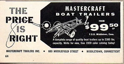 1959 Print Ad Mastercraft Boat Trailers MiddletownCT • $8.30