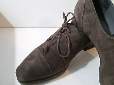 Linda Allard Ellen Tracy Brown Coffee Suede Shoes Lace Womens 7M MSRP $140 Italy • $49.99